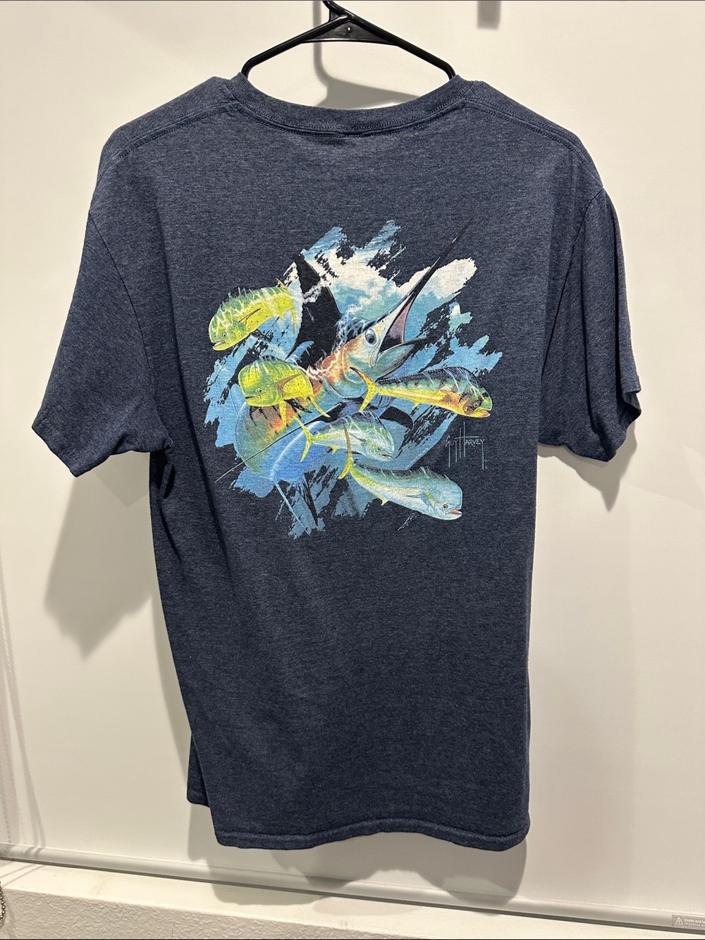 Guy Harvey Men's Crewneck T-Shirt in Heather Navy - Picture 1 of 2